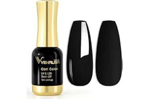 ‎V VENALISA VENALISA UV Nagellack Gellack Schwarz farben,Gel Nail Polish Soak Off Nägel Farbgel Kit Black Gel Nagellack für Nageldesign Maniküre 12ml