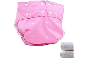 LukLoy - Couches en tissu pour adolescents et adultes avec 2 inserts pour soins d'incontinence – Poche à double ouverture, lavable, réglable, réutilisable, sans fuite (rose)