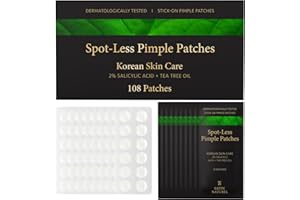 SATINNATUREL 108pcs Pimple Patches with 2% Salicylic Acid + Tea Tree Oil + Hyaluronic Acid - Spot Patches for Acne Treatment Face Care - Korean Skincare Spot Treatment - Acne Patches - Satin Naturel