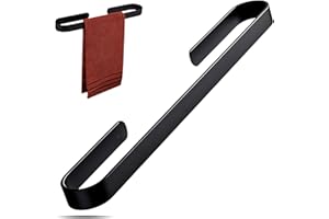 GOTHIS Toallero de Baño Sin Taladro, Toallero Adhesivo de Acero Inoxidable Negro, Resistente y Duradero, Fácil Instalación y Antióxido, Toallero Moderno para Baño, Cocina y Accesorios de Organización