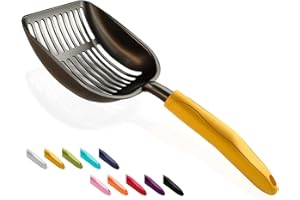 WePet, Paletta per lettiera per Gatti, Manico Lungo, in Acciaio Inox con Supporto, setaccio per Escrementi di Escrementi, Paletta per Gattini e lettiere, Durevole e Resistente