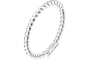 Milacolato Anillo de Plata 925 para Mujer Niñas, Anillos de Plata de Ley Chapados en Oro Blanco de 18 Quilates, Anillo de Dedo de Promesa de Compromiso de Boda Fino de 1,5mm Tamaño 11,75-24,75