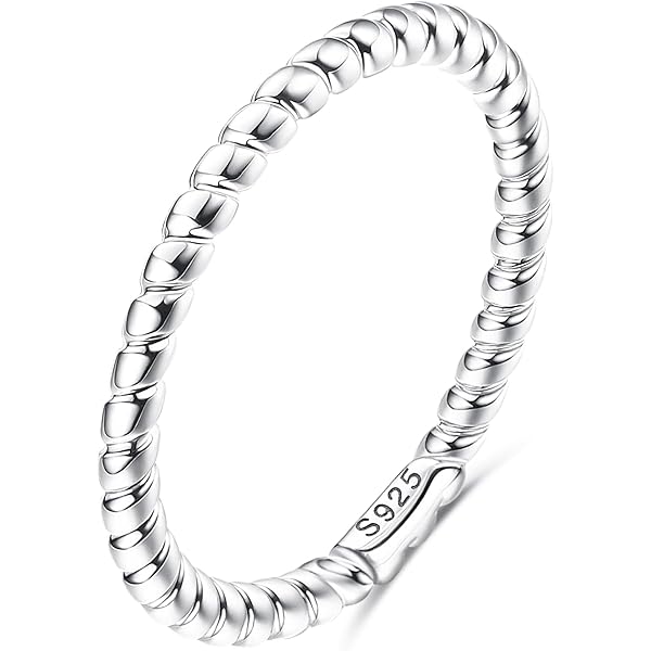 3 Anelli Impilabili In Argento Sterling 925 - Placcati Oro Bianco, Taglie 49.3-62.1mm, Unisex - Foto 5