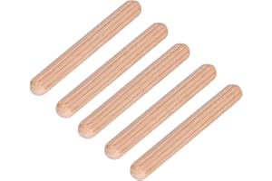 YWBL-WH Pasadores de Madera Estriados, M6, 30/40/50 mm, 50 Piezas para Ensamblaje de Muebles