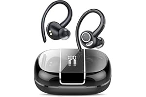 VKROBAG Bluetooth Kopfhörer Sport, Kopfhörer Kabellos Bluetooth 5.3 mit ENC Mikrofon, 48Std Premium-Tiefbass Wireless Earbuds mit LED Anzeige, Leichtes Design, IPX7 wasserdichte Ohrhörer with Earhook
