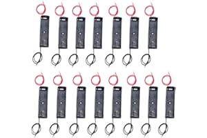 Yosawo 1.5V AA Battery Holder Case,15 Pack 1 Slots x1.5V DIY Battery Storage Box with Red and Black Wire Leads（AA1)