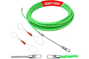 Fivtsme 30M Sonda Passacavi,Sonda Passacavi Professionale, Sonda Elettricista 4.5mm, Sonda Tiracavi Con 2 Molla Di Guida, Estrattore Cavi Per Cavi Elettricista