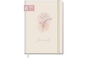 HÄFFT paper&you® Dotted Journal punteado A5 con banda elástica [Dainty Flower] 156 páginas - cuaderno a puntos, diario - sostenible & climáticamente neutro