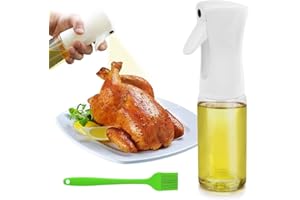 REFORUNG Spray Huile Cuisine 220ml Vaporisateur d'huile et de vinaigre Pulvérisateur Huile d’Olive en Verre Distributeur de Bouteilles d'huile en Verre avec 1 Brosse pour Cuisine Cuisson BBQ Salade
