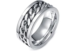 Epinki Bague Anti Stress Tournante, 8MM Anneau Tournant Argent/Noir/Or/Coloré Acier Inoxydable Homme Bague Rotative