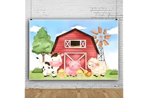 TTINCCEER Tintinni 150x120cm Animale Fattoria Sfondo Cartone Animato con Mucca Maiale Pecora - Acquerello Albero Mulino a Vento Erba per Fotografia e Festa di Compleanno Decorazione