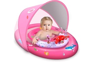 ‎LAYCOL LAYCOL Baby Swimming Ring with UPF 50+ Sun Protection Canopy & Toy, Adjustable Safety Seat, Toddler Pool Swimming Ring for 3-36 Months