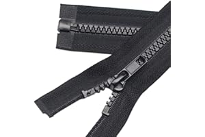 BYAHOGA YaHoGa 2 Stück 45 cm Reißverschluss Kunststoff 5mm teilbar Reissverschluss Reißverschluss für Jacken Schwarz (45 cm)