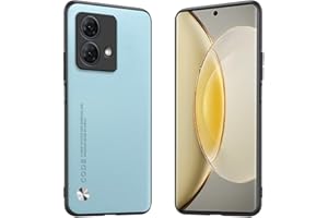 Longstong Custodia Adatta per Motorola Moto Edge 40 Neo (6.55"), Cover in pelle metallica serie CODE - Azzurro