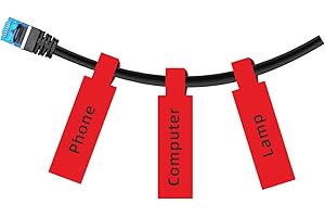 NIIMBOT Cinta adhesiva para etiquetadora de cable (0.47 x 4.3 pulgadas) con autoadhesivo para etiquetadora D11/D110/D101/H1S, 1 rollo de 65 unidades (rojo)