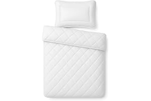 Julido Baby Bettdecke und Kissen Set 100x135 cm + 40x60 cm – Kinderbettdecke 550g & Kinderkissen 150g, Mikrofaser Weiß, 90° Maschinenwaschbar, Oeko-Tex Zertifiziert, Atmungsaktiv, Weich & Pflegeleicht