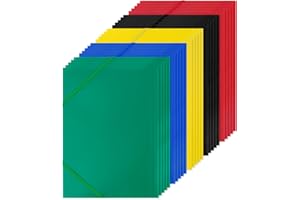 CASMIGC Lot de 15 Chemises Cartonnees, Chemises en Carton Pinces D'Angle A4, avec 2 Bandes ÉLastiques Chemise de Documents IdéAle Pour Range Document Bureau, Colorée