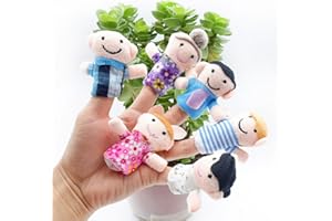 BZKSER Marionnettes à Doigts - 6 pcs Ensemble de marionnettes à Doigt Les Membres de la Famille Jouets en Peluche pour Enfants,Jouets de marionnette à main en velours Bambins Éducatif Fête Fournitures