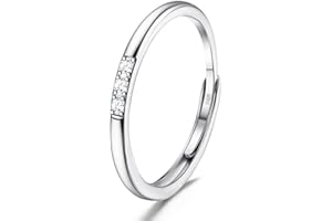 JeweBella Bague Femme en Argent 925 Élégant Bague Zirconium Minimaliste Bague Femme Réglable Argent/Or/Or Rose pour Mariage Anniversaire Alliance