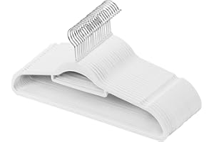 ‎GRANDMA SHARK GRANDMA SHARK Beflockungsbügel aus Samt, Platzsparend Kleiderbügel mit Zwei rutschfeste Kerben und Krawattenbügel 360° Haken für Hosenträger, Mäntel, Jacken und Anzüge (Milchig, 20)