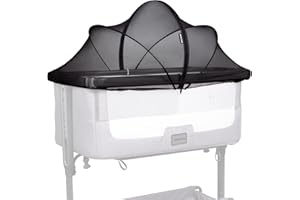 Beberoad Moskitiery do łóżeczka biodrowego/łóżeczko do spania/łóżeczko dziecięce/przenośne łóżeczko dziecięce, ochrona owadów dla niemowląt/dzieci,Łatwy do montażu(czarny,96X55cm)