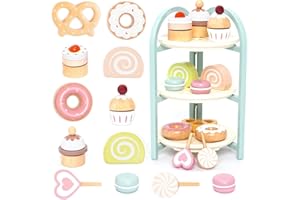 UMU® Set da gioco in legno per bambini, con supporto, dolciumi, accessori per la cucina dei giochi e molto altro ancora, giocattolo in legno per bambini a partire dai 3 4 5 6 anni