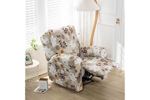 ABZDUNG Recliner Chair Covers with Pockets for Electric Chair, 4 Pieces Floral Stretch Recliner Sofa Slipcovers Non Slip Reclining Sofa Cover Furniture Protector(A6)