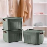 Deconox 1 Organizer Box with Lid, Decorative Storage Box, Organizer (35cm*25cm*22cm) GREEN 15 LITER