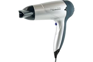 Paul Anthony Eco-Dry 1600w Hair Dryer / 3 Heat Settings / 3 Speed Settings/Concentrator Nozzle/Safety Cut-Off/DC Motor - Silver - H1316
