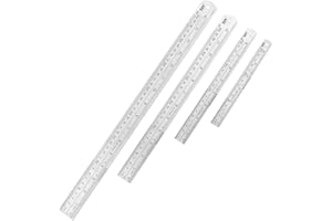 FYORE Lot de 4 règles en acier inoxydable avec bord droit 15,2 cm, 20,3 cm, 30,5 cm, 40,6 cm
