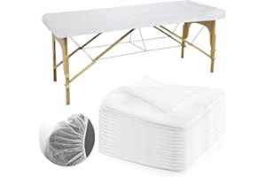 DEAYOU 30 PCS Disposable Fitted Massage Table Sheets, Elastic Spa Bed Covers, Breathable Non Woven Fabric Massage Table Protector for Tattoo, Hotel, Beauty Salon, Facial, Esthetician, 35" x 86", White