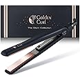 Golden Curl Hair Straightener Flat Iron Styler - 5 Year Peace of Mind - 2 in 1 Portable Hair Styling Tool with Coated Floating Plates for Straightening & Curling at Home or Travel