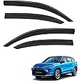 COSMOGEAR Car Compatible Wind Deflectors Rain Guard Door Visor for Toyota Urban Cruiser Hyryder (2022 Onwards Model) - Polycarbonate, Black, Set of 4 Pcs