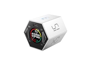 PIHEN Ticktime Pomodoro Timer Cube, Hexagon Productivity Timer, Pause & Resume, Silent & Adjustable Sound Alert, for ADHD, Task, Work, Study, 3/5/10/15/25/30min & Custom Countdown, Silver