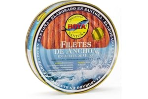 HOYA SANTOÑA Hoya Anchoas de Santoña XL - 00 Lata de 500g/Aprox.67 filetes. Elaboración Artesana con bocartes grandes del Cantábrico en Aceite de Oliva. (500g (Paquete de 1))