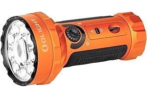 OLIGHT Marauder Mini Lampe Torche LED Ultra Puissante 7000 Lumens Rechargeable RVB Lumièrede Poche Tactique Militaire avec Projecteur et Diffuseur, IPX9 Étanche pour Camping Sauvetage(Orange)