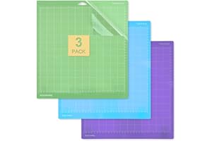LEAZZLE 3 Piezas 12 x 12 Alfombrilla de Corte para Cricut Maker 3/Explore 3/Air/Air 2, 3 Diferente Adhesivas Tapete de Corte para Cricut, 30,5 x 30,5 CM (StandardGrip/LightGrip/StrongGrip)