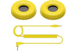 Pioneer DJ HC-CP08-Y nauszniki i spiralny kabel do słuchawek Pioneer DJ HDJ-CUE1 (żółty)