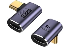 zoerbufan 2 Paquet USB C 90 Degree Adapter, Prolongateur USB C Mâle vers Femelle à Angle Droit 100W, Adaptateur Connecteur USB4 Type C 40Gbps pour Steam Deck, Switch, MacBok Pro/Air, Tablette(L+F)
