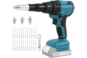CUPEOHOME Cordless Rivet Gun Compatible with Makita 18V 21V Battery, 3/16" 5/32" 1/8" Brushless Electric Rivet Gun with LED Light, Portable Automatic Rivet Nut Gun Kit with 20 Rivets(Battery Not Included)