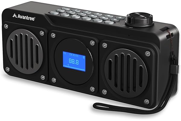 Avantree Boombyte - Radio FM Portable avec Enceinte Bluetooth, Deux Haut-parleurs (14W), Volume élevé, Son stéréo, Emplacement pour Carte Micro SD, avec Port USB, 11H Rechargeable Lecteur MP3