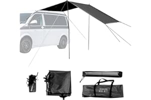HEIBTENY Camping Heckzelt Für Auto Wohnmobil, Wohnwagen Und Bus, Vorzelt, Tarp Ultraleicht Sonnensegel, Auto Markise Wasserdicht Angelzelt, Zeltplane Windfest, Einfache Montage 300x200cm
