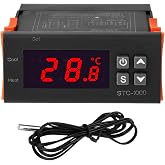 Aideepen Temperature Controller STC-1000, Digital Thermostat AC 110-220 V 10 A with 2 Relay Outputs and 10 K NTC Probe for He