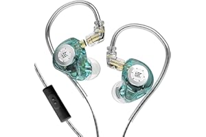 EZ EAR KZ EDX Pro Monitor intrauditivo, Unidad dinámica magnética Dual de 10 mm Auriculares de Alta fidelidad de Baja frecuencia con Cable de diseño Desmontable de 0,75 mm y 2 Pines (Cian, con micrófono)
