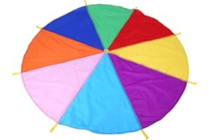 FDIT Regenbogenschirm für Kinder im Außen- und Innenbereich Regenbogen-Fallschirmspiel für Kinder, 8 Griffe, 2 Meter Durchmesser