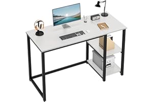 WOHOMO Scrivania per computer da 120 cm, con 2 ripiani, robusta scrivania per casa e ufficio con ampio spazio di archiviazione, scrivania moderna per gaming, studio, scrittura, computer portatile,