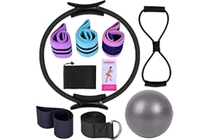 ‎TETSMG TETSMG Pilates Set, 8 Teiliges Pilates Ring Set mit Yoga Ball, Yoga Gurt und Fitnessbänder, Pilates Kit, Pilates Set für Zuhause, Pilates Essentials Kit für Yoga, Pilates, Stretching und Fitness