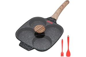 Bobikuke Padella Pancake, Pankache Padella con Coperchio Antiaderente per Frittata a 4 Fori in Alluminio Per Colazione Hamburger Uova Fritte, Adatto per Fornello a Gas e ad Induzione