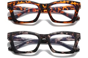 Hubeye Occhiali da lettura da Donna Retrò alla Moda con la Cerniera a molla Occhiali Anti Luce Blu (Stampa Leopardata+Leopardo Grigio Scuro, 0.00)