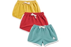 Rolanko Pantalones Cortos Niñas, Verano Algodón Deportivos Pantalón para Niños para Baile y Corree, 3 Packs